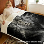 Lion Sherpa Blanket King Animal Print Throw Blanket for Men Soft Warm Cozy 60x80 Inches Dark Wildlife Design Living Room Bedroom Decor Luxury Gift for Birthday Housewarming Anniversary - Image 3
