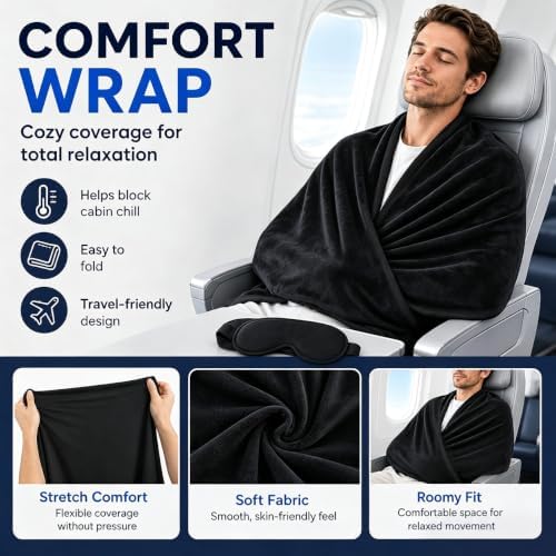 Airplane Sleep Support System, 4-in-1 Travel Pillow with Head Strap, Eye Mask, Body Support Belt & Airplane Foot Hammock, Adjustable Sleeping Aid for Long Flights Travel Car Train - Image 3