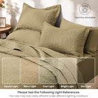 Love's cabin Quilts for Queen Bedspreads, 7 Pieces Bed in a Bag, Camel - Image 5