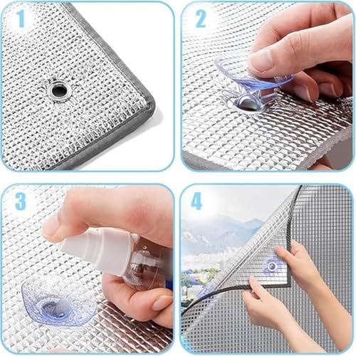 Blackout Window Film Heat Control, Anti-UV Aluminum Foil Sun Blocking Privacy Window Cover, Thermal Insulation Room Darkening with Suction Cups Reusable(Grey Edge,36" W x 84" H) - Image 6
