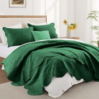King Quilt Set Bedspread Coverlet Bedding Floral Emerald 106"x96" - Image 3