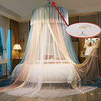VETHIN Princess Bed Canopy for Girls,Bed Canopy Curtain- Double Layer Sheer Mesh Dome Bed Curtain- Round Lace Princess Mosquito Net Tent for Twin Full Queen King Bed(Blue/Pink/White) - Image 2