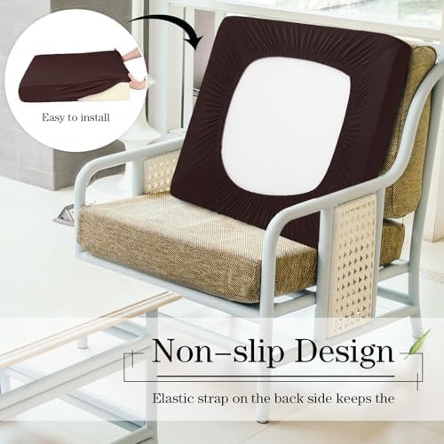 Newwiee 8 Pcs Patio Outdoor Cushion Covers,Solid,Dark Coffee - Image 5