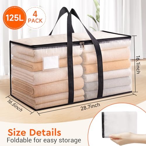 BlissTotes Moving Bags, 125L 4-Pack Storage Bags, Moving Boxes - Image 2