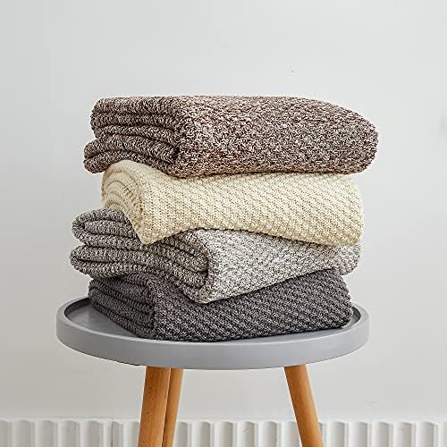 Longhui bedding 100% Cotton Knitted Throw Blanket – Coffee, Soft & Cozy, Machine Washable, 60"x80" – Perfect for Living Room, Couch, Sofa, Bed or Travel - Image 4