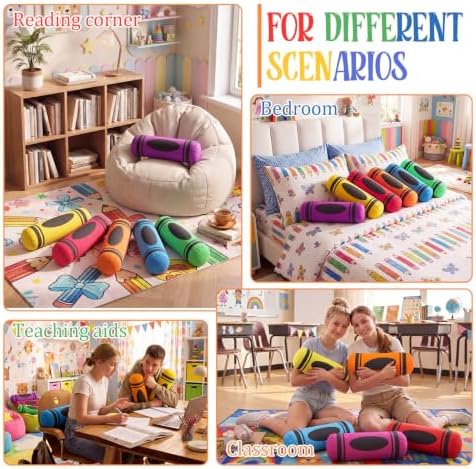 SiliFine 6pcs Crayon School Pillow 15x5.5 Back to School Reading Corner - Image 6