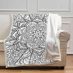 Mandala Adult Coloring Book Page Style Coloring PageSoft Blanket Soft Blankets Decorative for Sofa Bed Couch Twin Size 59In x 70.8In by Unknown