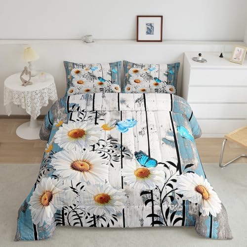 Feelyou Daisy Full Size Bedding Set Boys Girls Botanical Floral Printed by Feelyou