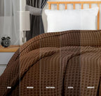 Utopia Bedding 100% Cotton Waffle Blanket Queen Size Brown, 90x90 Inch - Image 4