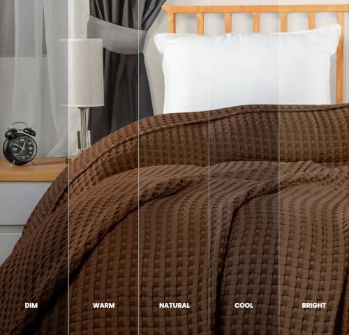 Utopia Bedding 100% Cotton Waffle Blanket Queen Size Brown, 90x90 Inch - Image 4