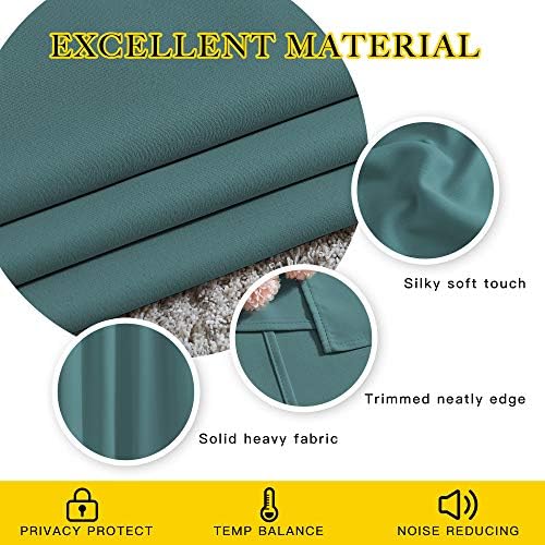 NICETOWN Sea Teal Blackout Doorway Curtains 80 inch Length 2 Panels, Grommet Light Reducing Thermal Insulated Privacy Door Curtains Window Treatments for Bedroom, W46 x L80 - Image 4