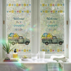 Summer Truck Lemon Window Privacy Film Rainbow Static Cling Stain Glass Window Film for Glass Door, Decorative Heat Blocking Sunroof Decal Sticker for Car 35.4"x78.7" Nautical Coastal Linen Texture - Image 6