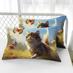 Nttopship Cute Cat Comforter Set for Adults 3Pcs,Spring Cat Theme Bedding Set King Size Soft Warm for All Season Room Decor with 1 Comforter and 2 Pillow Case - Image 4