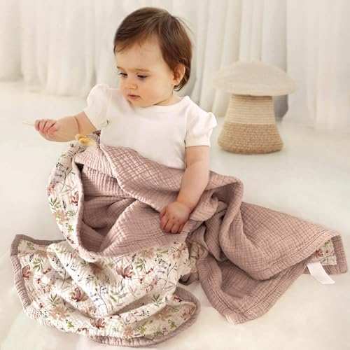lulumoon Muslin Baby Blanket for Girls: Soft Lightweight Toddler Blanket - Image 2