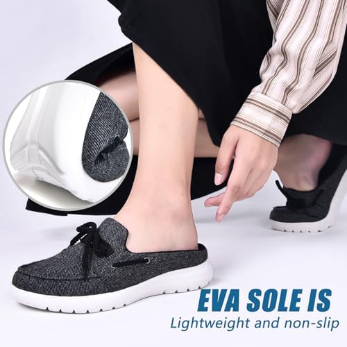 Buyrew Mules for Women with Arch Support - Lightweight Washed Cotton Sneaker Mules - Breathable Walking Flats, Comfortable Slip On Shoes for Business Casual, Office, Travel - Image 5