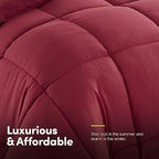 Sweet Home Collection 7 Piece Comforter Set Bag Solid Color All Season Soft Down Alternative Blanket & Luxurious Microfiber Bed Sheets, Burgundy, Full - Image 4