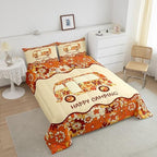 Erosebridal Happy Camping Bedding for Camper Full Groovy Flowers 60S 70S Style Comforter Set for Kids Girls Women Floral Camper Car Quilt Comforter Cute Camping Bed Set Orange Brown Beige 3 Pcs - Image 4
