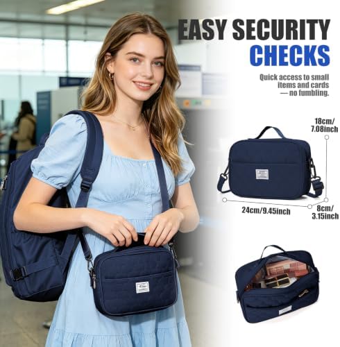 suwasp Travel Backpack with Toiletry Bag Set for Women Men,Ryanair Backpack 40x30x20CM Airline Approved Personal Item Travel Bag, Carry On Backpack Fits 14 Inch Laptop, 180° Opening, Navy Blue - Image 6