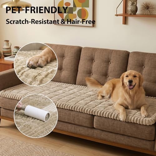 Fixwal Waterproof Flannel Dog Couch Cover, 27.6" x 70.9", Coffee - Image 4