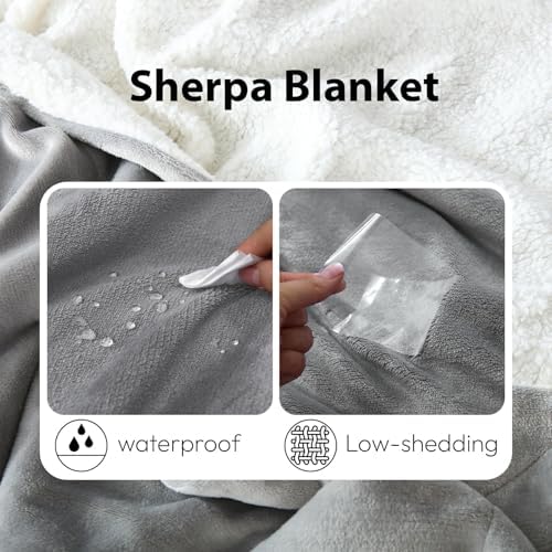 NANPIPER Sherpa Blanket Twin Size for Couch, Warm and Lightweight Throw, Soft Fuzzy Plush Fleece for Winter, Lunar Rock Grey 60x80 Inches - Image 4