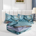 HOSIMA Gold and Blue Marble Abstract Full Comforter with 2 Pillowcases. - Image 4
