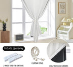 AJAZZ 100% Blackout Shades Window Cover Self Adhesive Curtains Sticky Curtain Portable Easy Open Black Out Curtains for Bedroom Living Room No Drilling (White, 59" W x 84" L 1 Panel) - Image 2