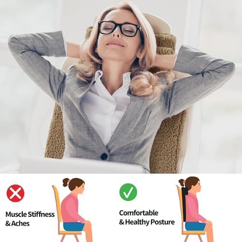 HOMBYS Sherpa Fleece Lumbar Support Pillow with Headrest for Recliner,Memory Foam Recliner Chair Cushion for Back Pain,Big High Back Support for Recliner with Chair Headrest for Elderly (Khaki) - Image 3
