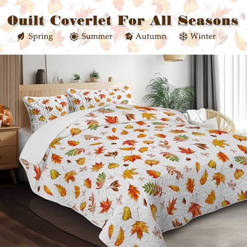BlessLiving Quilts Queen Size Gradual Maple Leaves Halloween Fall Bedding - Image 2