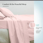 Pizuna Pure 100% Cotton Full Flat Sheet 600 Thread Count Light Pink - Image 2