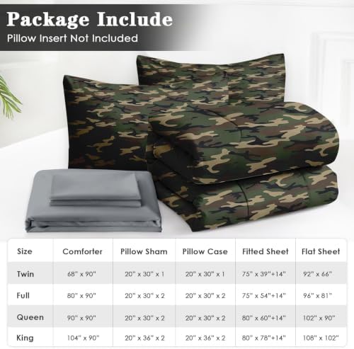 WeCozy Queen Comforter Set with Sheets, 7 Pieces Woodland Military Bedding - Image 6