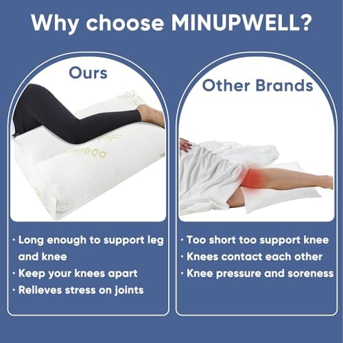 MINUPWELL 6.5" Knee Pillow for Side Sleepers - 100% Shredded Memory Foam Leg Pillow for Side Sleeping - Between Leg & Under Hip Pillow - Relieving Leg, Back, and Knee Pain - Rayon Derived from Bamboo - Image 6