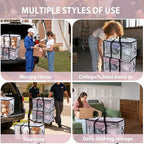 6 Pack Moving Bags Heavy Duty, Extra Large Moving Bags, Moving Supplies, Storage Bags with Handles and Zippers, Waterproof Totes for Storage Space Saving Packaging Shipping and Travel(Clear） - Image 6