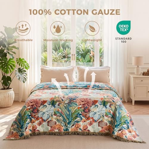 LUTBM Boho Throw Blanket for Bed 60"x80", All Season Cotton Couch Blankets - Image 2