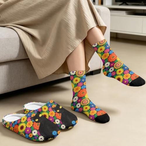 Fuzzy Slipper and Socks Set for Women Silent Sole Fuzzy Slipper - Image 4