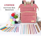 LTINVECK Knitting Bag Backpack,Yarn Storage Organizer Travel Crochet Bag,Large Capacity Tote Bag Yarn Holder Case for Carrying Projects, Knitting Needles, Crochet Hooks Pink - Image 3