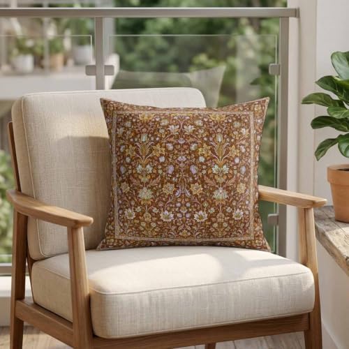 26x26 Pillow Covers Set of 2, Vintage Brown Floral Boho Square Throw Pillow Covers for Couch/Sofa/Living Room, Retro Ethnic Tribe Abstract Art Decorative Soft Pillowcases for Couch Throw Pillows - Image 5