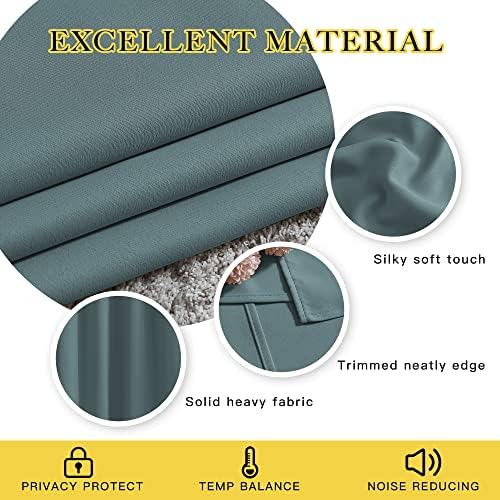 NICETOWN Greyish Blue Blackout Curtains 63 inches Long, Grommet Room Darkening Window Treatment Thermal Insulated Drapes Sound Reducing for Bedroom, W46 x L63, 2 Panels - Image 4