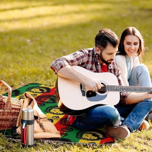 Reggae Rasta Flag Black Art Family Outdoor Beach Blanket Waterproof Camping Picnic Blankets Grass Lawn Park Picnic Mat - Image 4
