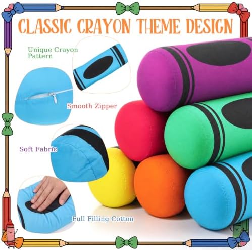 SiliFine 6pcs Crayon School Pillow 15x5.5 Back to School Reading Corner - Image 3