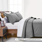 Love's cabin Quilts for Full Bed Grey Bedspreads Bedding Set - Summer Lightweight Bedspread Comforter - Coin Pattern Bedding Coverlet for All Season - 3 Pieces (1 Quilt, 2 Pillow Shams) - Image 4