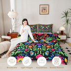 Erosebridal Vintage Boho Floral Queen Comforter Set for Kids Girls Boys, Mexican Talavera Tiles Bedding Sets, Bohemian Wild Flowers Quilt Bed Set, Watercolor Flowers Room Decor - Image 2