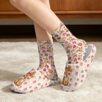 Jeiento Fuzzy Slippers and Sock Set Women's Warm Cozy Memory Foam House Shoes Soft Slip-on Slides - Image 2