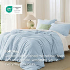 Bedsure Duvet Cover Queen Size, 3Pcs Double Brushed Bedding Set, Light Blue - Image 2