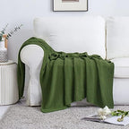 Longhui bedding 100% Cotton Knitted Throw Blanket – Olive Green, Soft & Cozy, Machine Washable, 60"x80" – Perfect for Living Room, Couch, Sofa, Bed or Travel - Image 6
