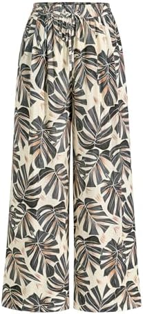 PRETTYGARDEN Womens Pants Elastic Waist Striped Lightweight Palazzo Pant by PRETTYGARDEN