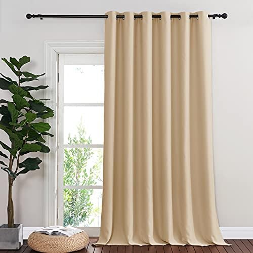 NICETOWN Sliding Door Curtain Panel Room Darkening Window Treatment, Blackout Patio Door Panel Privacy Thermal Insulated Drapes for Living Room (1 Panel, Biscotti Beige, W80 x L108) by NICETOWN