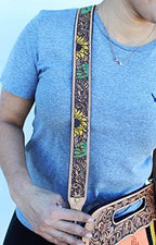 CHALLENGER Western Antique Tooled Leather Replacement Shoulder Strap for Bags Purse Duffle 115FKStrap - Image 2