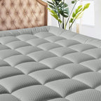 MATBEBY Twin Size Mattress Pad - Cooling Breathable Mattress Topper, Quilted Fitted Mattress Protector, Pillow Top Mattress Cover with 8-21" Deep Pocket, Machine Washable, Light Grey, 39x75 Inches by MATBEBY