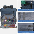 LTINVECK Crochet Backpack,Knitting Bag Backpack Yarn Storage Organizer Travel Bag,Large Yarn Tote Bag for Knitting Needles,Crochet Hooks Accessories,Blue - Image 5