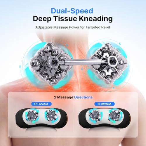 Shiatsu Neck Massager Pillow with Massage, Heat & Traction, Cordless, Black - Image 3